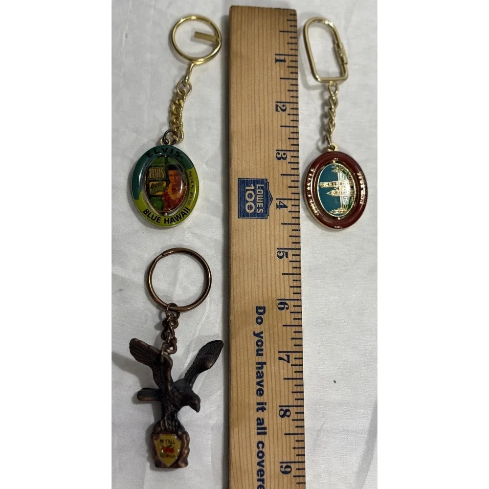 Lot of 3 Keychains Georgia Eagle.‎ Smithsonian, Blue Hawaii Elvis